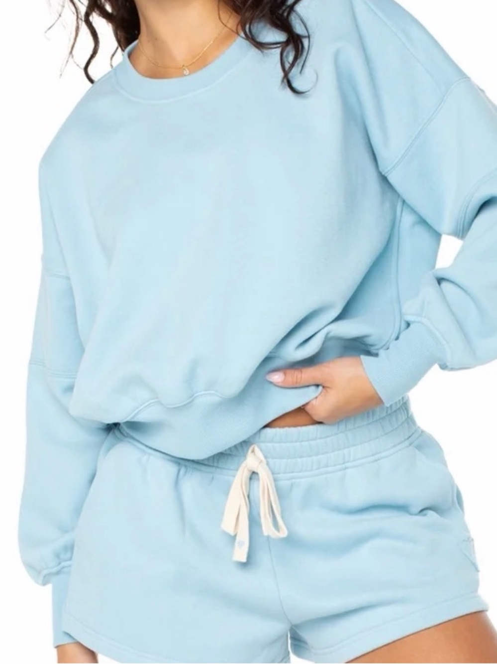 Celebrity Pink Oversized Light Blue Crewneck Sweatshirt